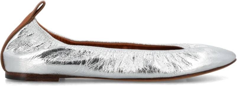 Lanvin Gelamineerde Leren Ballerina Flats Gray Dames