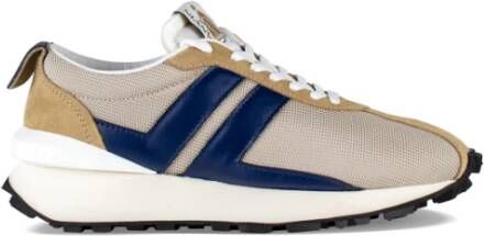 Lanvin Beige Hardloopschoenen met Donkerblauwe Leren Inzetstukken Beige Heren