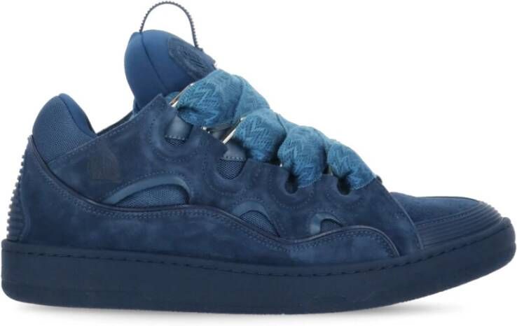 Lanvin Blauwe Katoenen Sneakers met Herringbone Patroon