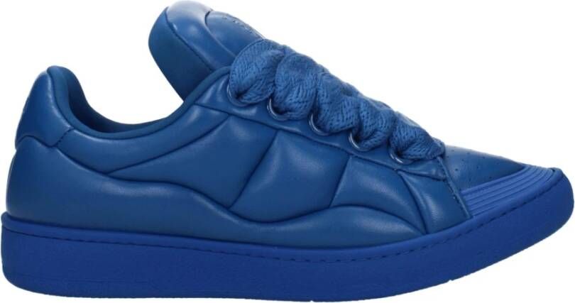 Lanvin Blauwe Leren Sneakers Street Style