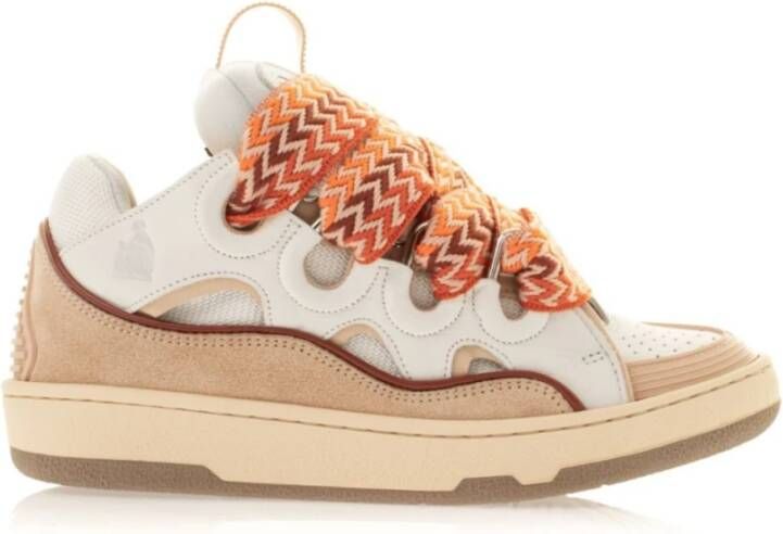 Lanvin Chunky Leren Sneakers Wit Perzik