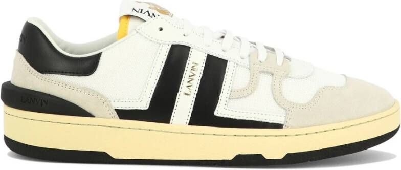 Lanvin Zwarte en witte leren lage sneakers Black Heren