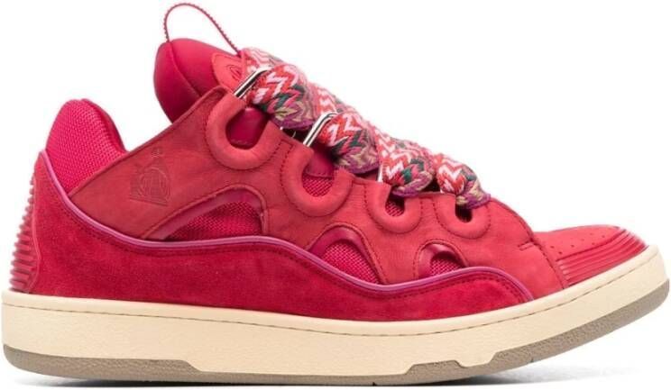Lanvin Fuchsia Watermeloen Leren Sneakers Pink Dames