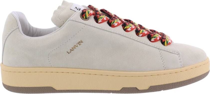 Lanvin Aztec-Weave Vetersluiting Suède Sneakers Beige Heren