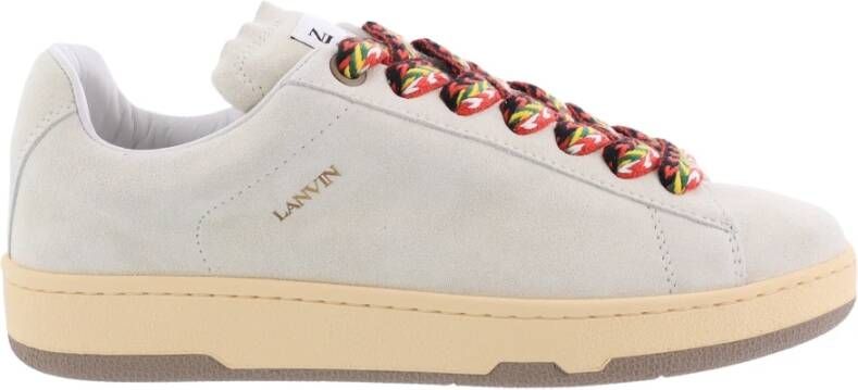 Lanvin Aztec-Weave Vetersluiting Suède Sneakers Beige Heren