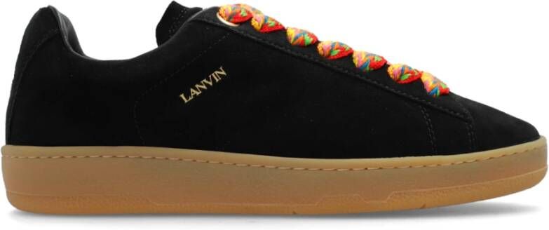 Lanvin Zwarte Suède Leren Sneakers Black Dames