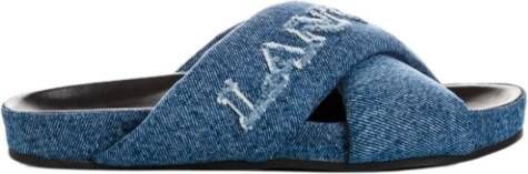 Lanvin Denim Sliders Blue Dames