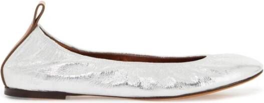 Lanvin Gelamineerde Leren Ballerina Flats Gray Dames