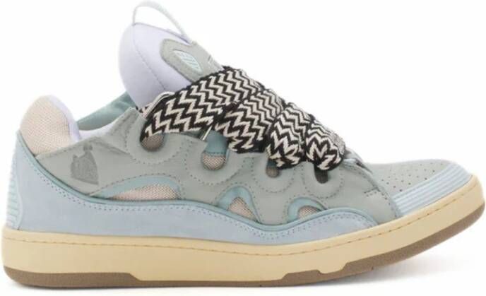 Lanvin Grijze Blauwe Leren Sneakers Eigentijdse Stijl
