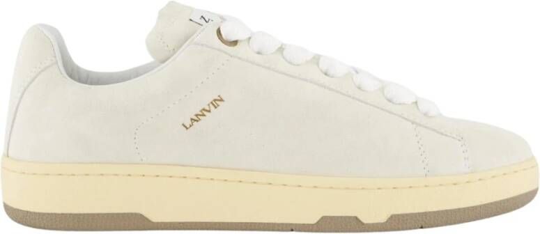 Lanvin Aztec-Weave Vetersluiting Suède Sneakers Beige Heren