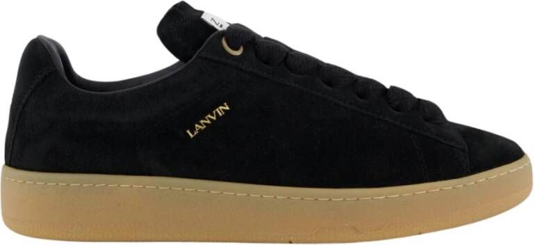 Lanvin Zwarte Suède Lage Sneakers met Multikleur Veters Black Heren