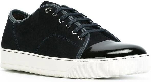 Lanvin Blauw Wit Leren Patent-Neus Sneakers