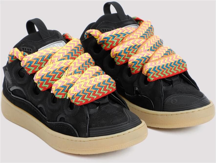 Lanvin Zwarte Sneakers Met Overdreven Silhouet Multicolor Veters - Foto 2