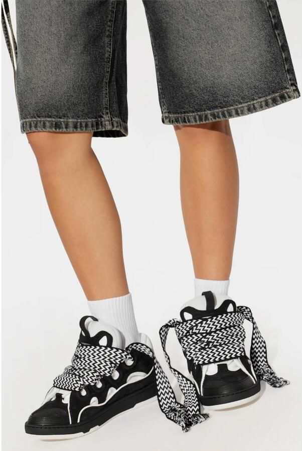 Lanvin Sneakers Curb Leather Sneakers Black White - Foto 3