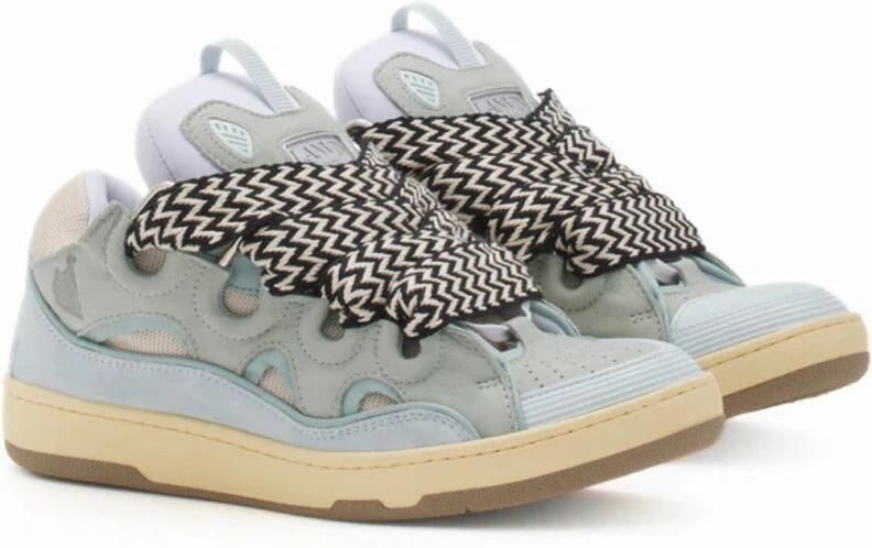 Lanvin Grijze Blauwe Leren Sneakers Eigentijdse Stijl