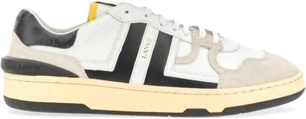 Lanvin JL Panelled Leather and Suede Low-Top Sneakers