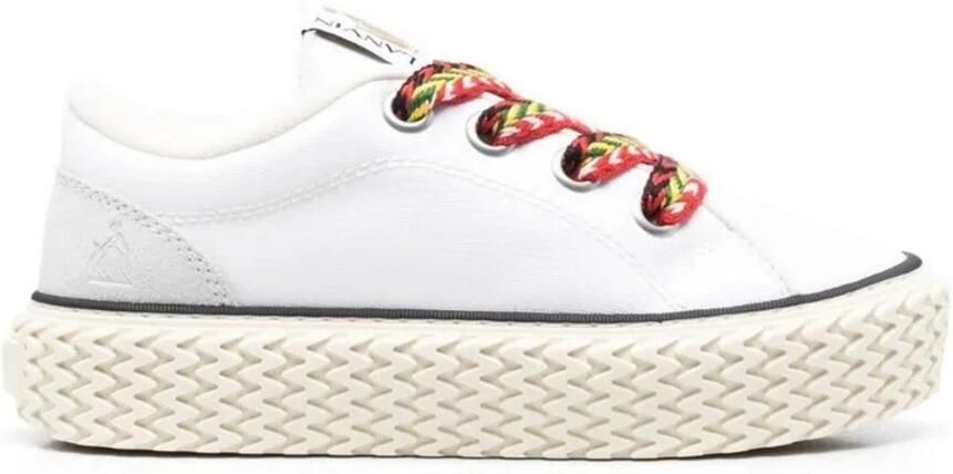 Lanvin Witte Sneakers met Curb Motief Veters White Dames