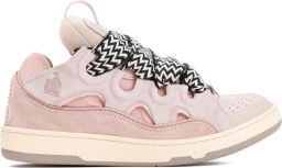 Lanvin Leren Sneakers met Maxi Tong Sluiting Pink Dames