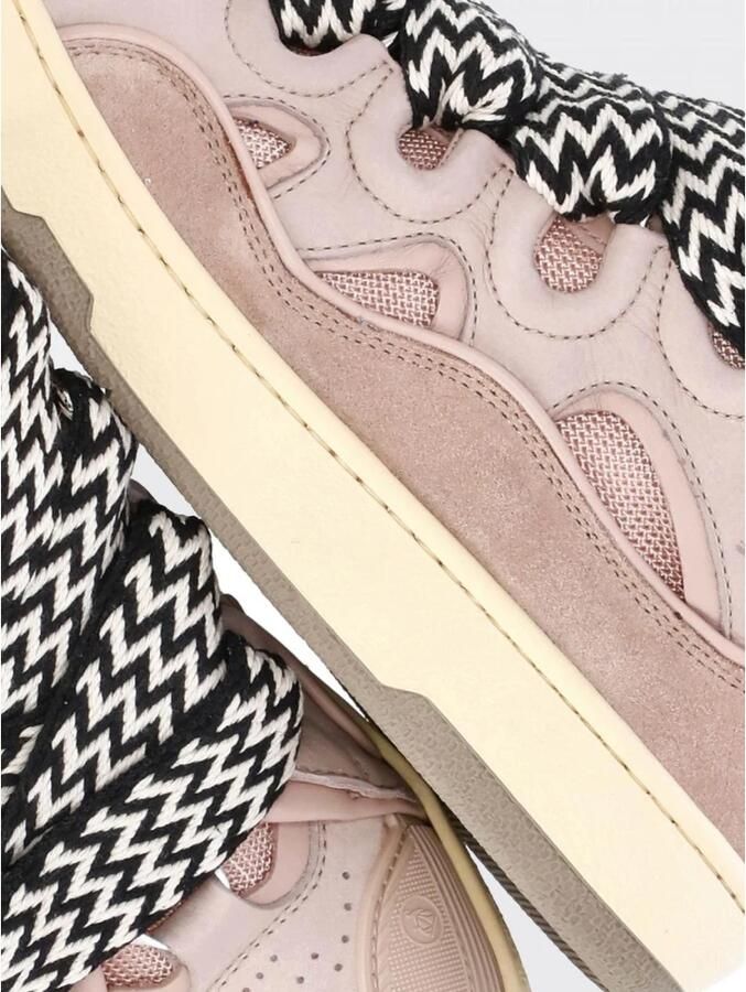 Lanvin Leren Sneakers met Maxi Tong Sluiting Pink Dames