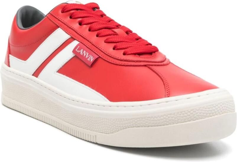 Lanvin Rode Veterschoenen met Logo Patch
