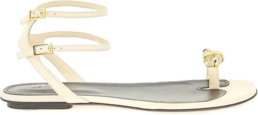 Lanvin Leren Lage Sandalen met Melodie Juweel Beige Dames