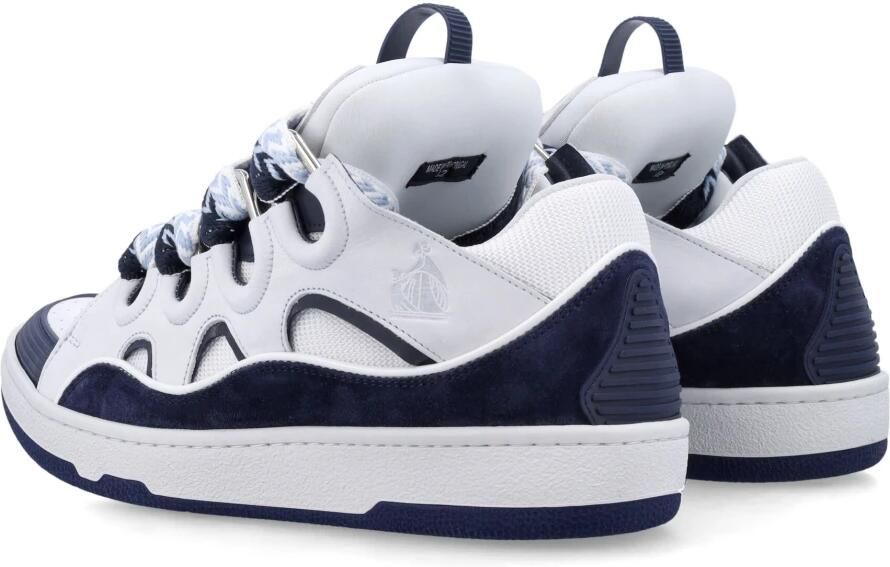Lanvin Witte Marineblauwe Curb Sneakers