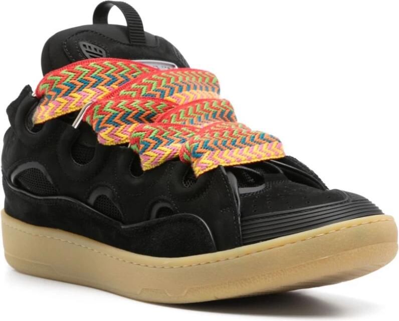 Lanvin Zwarte Sneakers Met Overdreven Silhouet Multicolor Veters - Foto 5