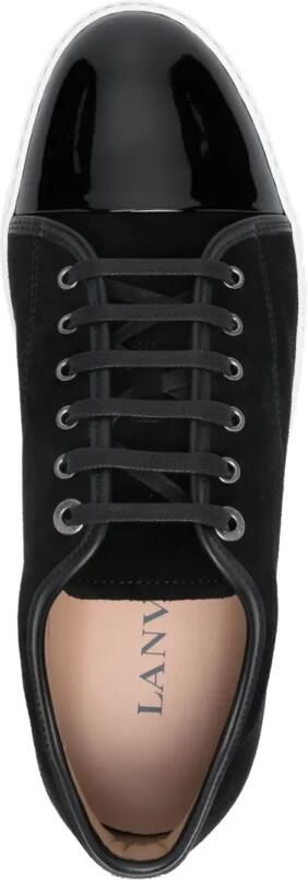 Lanvin Zwarte Suède Sneakers met Lakafwerking