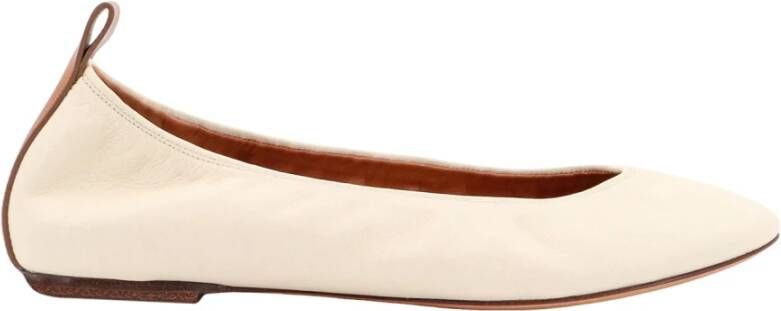 Lanvin Leren ballerina met logo detail Beige Dames