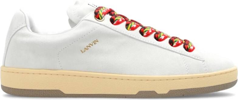 Lanvin Aztec-Weave Vetersluiting Suède Sneakers Beige Heren