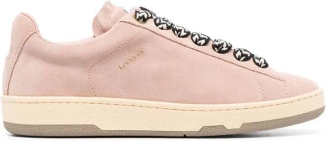 Lanvin Roze Lite Curb Suède Sneakers Pink Dames