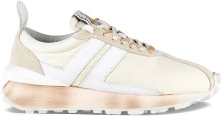 Lanvin Beige Hardloopschoenen met Donkerblauwe Leren Inzetstukken Beige Heren