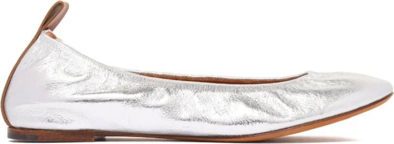 Lanvin Gelamineerde Leren Ballerina Flats Gray Dames