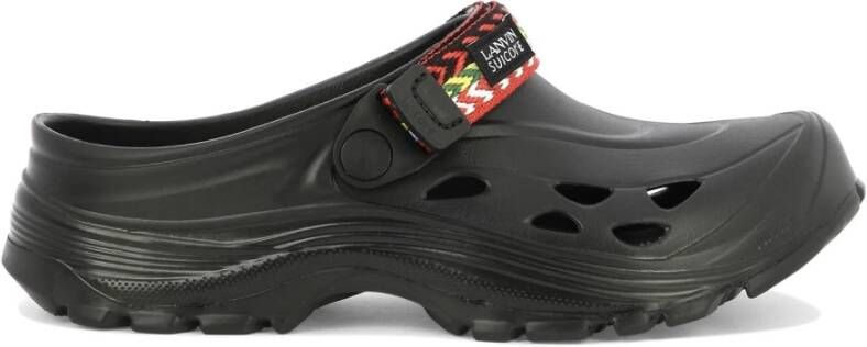 Lanvin Zwarte platte schoenen met Curb-veters Black Heren