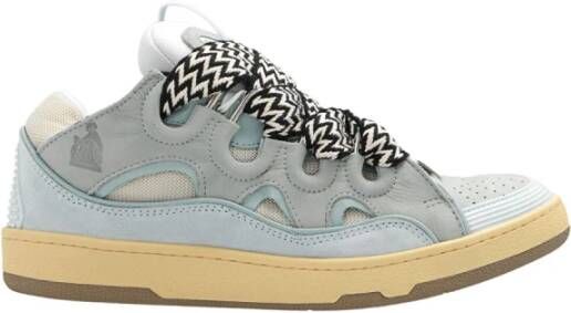 Lanvin Celeste Sneakers met Gewatteerde Tong en Metalen Oogjes Blue Heren