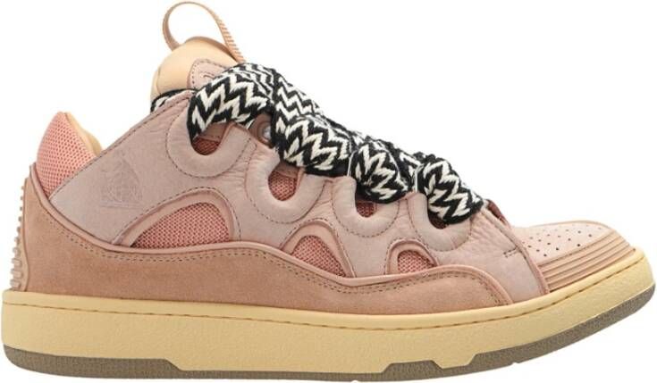 Lanvin Roze Leren Sneakers met Ademende Details Pink Dames