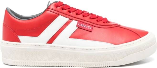 Lanvin Rode Veterschoenen met Logo Patch