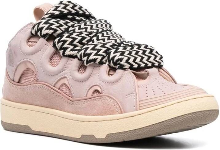 Lanvin Roze Leren Sneakers met Ademende Details Pink Dames