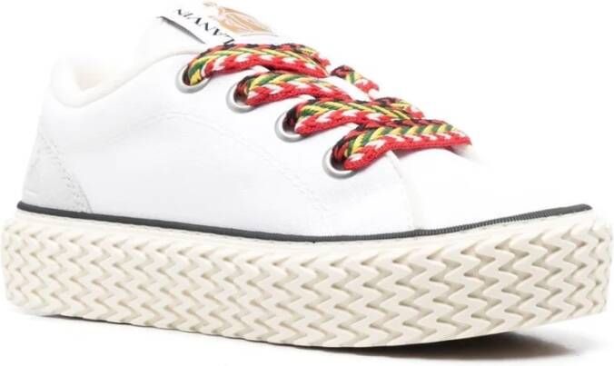 Lanvin Witte Sneakers met Curb Motief Veters White Dames
