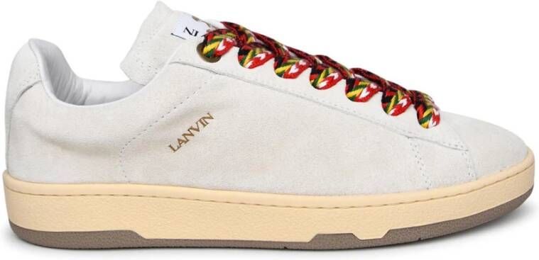 Lanvin Aztec-Weave Vetersluiting Suède Sneakers Beige Heren