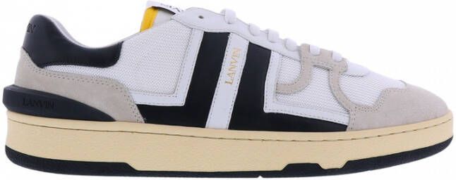 Lanvin Zwarte en witte leren lage sneakers Black Heren