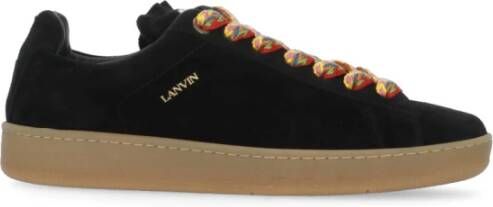 Lanvin Zwarte Suède Leren Sneakers Black Heren