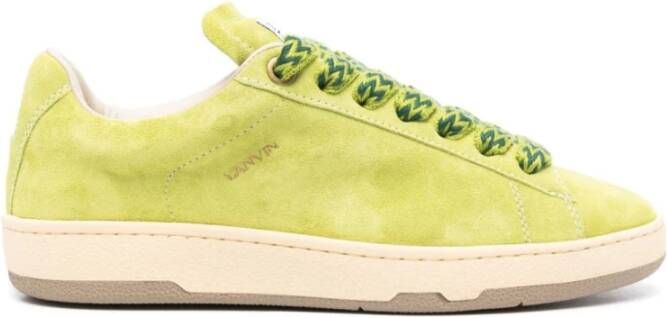 Lanvin Suede Gewatteerde Sneakers Green Heren