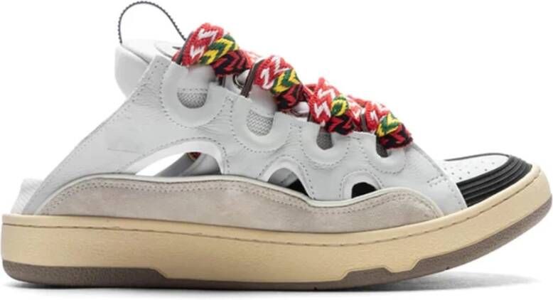 Lanvin Witte Leren Sneakers met Suède Detail White