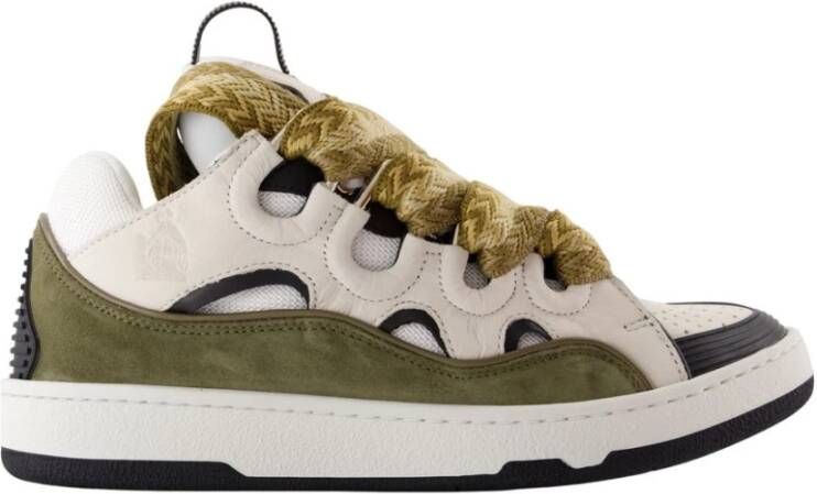 Lanvin Wit Khaki Curb Sneakers Synthetische Schoenen