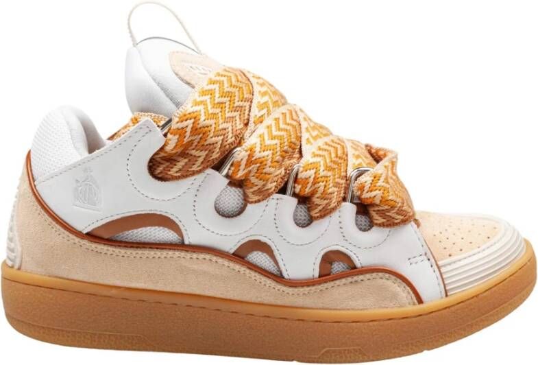 Lanvin Witte Honing Sneakers Veters Multicolor Logo