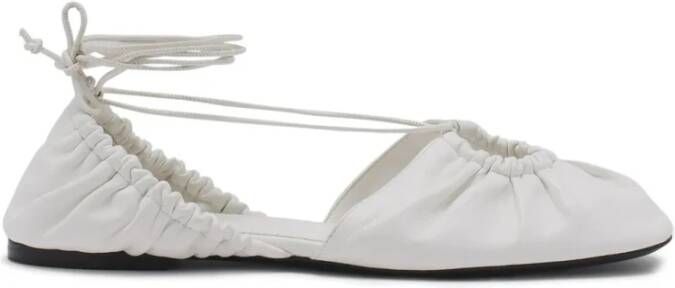 Lanvin Witte Lace-Up Leren Ballerina Schoenen