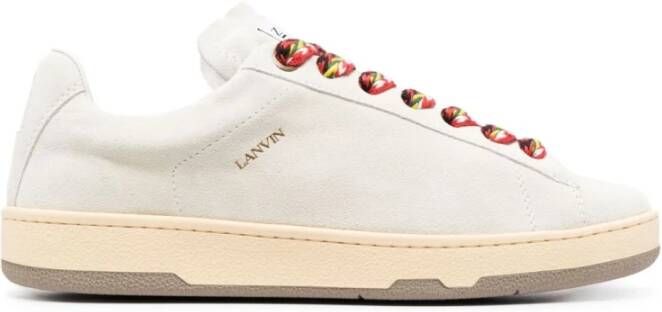 Lanvin Aztec-Weave Vetersluiting Suède Sneakers Beige Heren