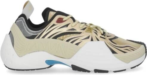 Lanvin Zwarte en gouden tech materiaal sneakers Beige Heren