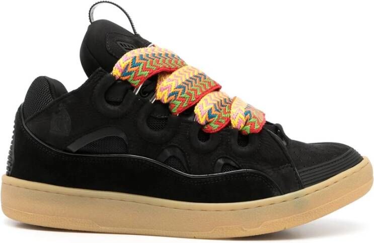 Lanvin Zwarte Leren Curb Sneakers